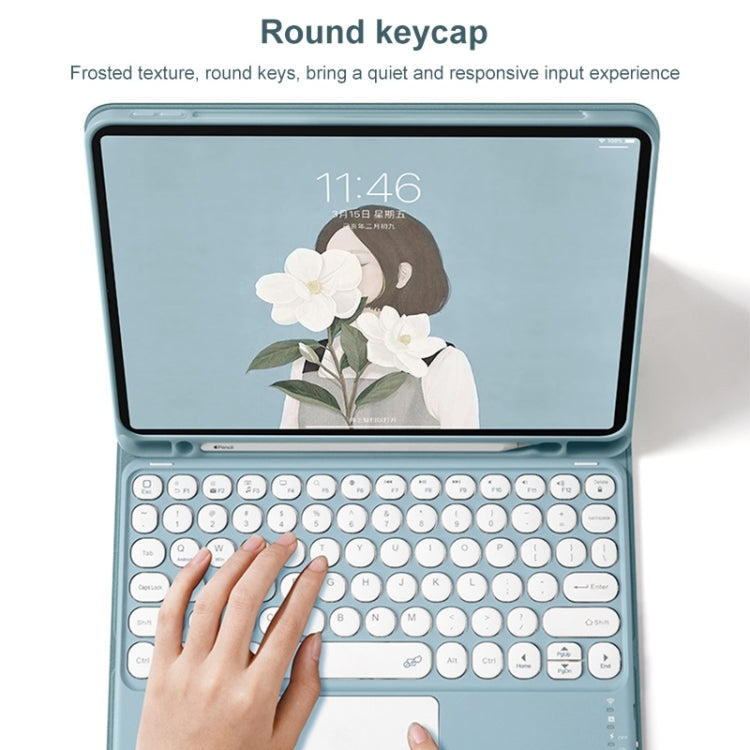 Round Cap Bluetooth Keyboard Leather Case with Pen Slot & Touchpad For Samsung Galaxy Tab A7 10.4 2020(Pink+Pink Keyboard)