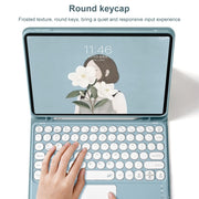 Round Cap Bluetooth Keyboard Leather Case with Pen Slot & Touchpad For Samsung Galaxy Tab A7 10.4 2020(Pink+Pink Keyboard)