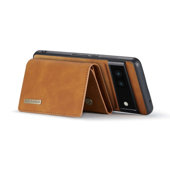 For Google Pixel 6A DG.MING M1 Series 3-Fold Multi Card Wallet + Magnetic Phone Case(Brown)