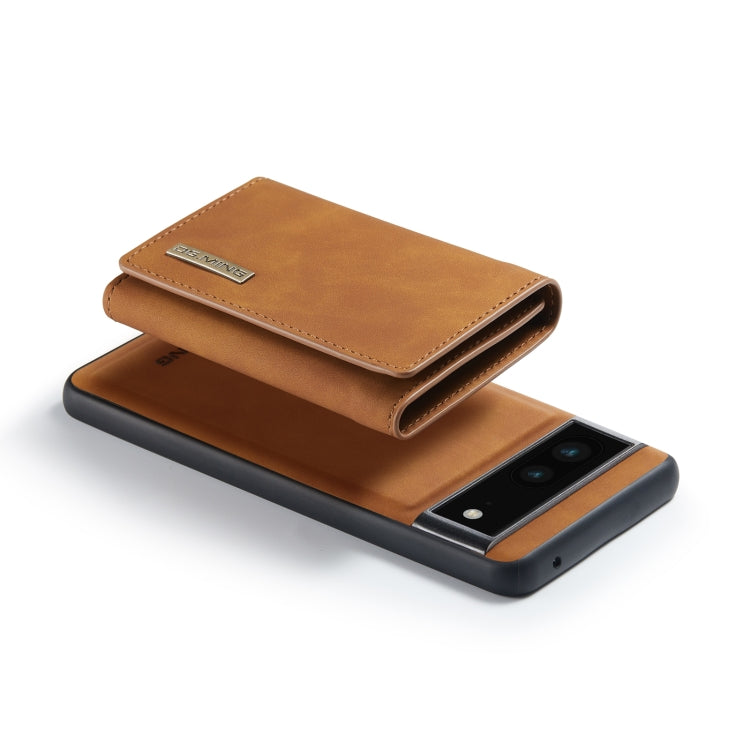 For Google Pixel 6A DG.MING M1 Series 3-Fold Multi Card Wallet + Magnetic Phone Case(Brown)