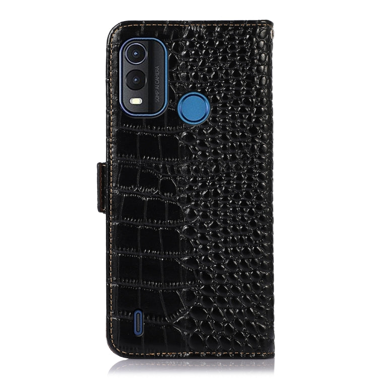 For Nokia G11 Plus Crocodile Top Layer Cowhide Leather Phone Case(Black)