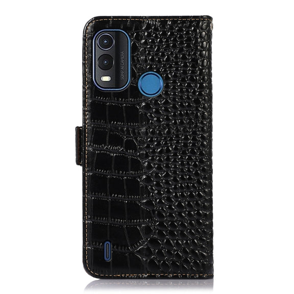 For Nokia G11 Plus Crocodile Top Layer Cowhide Leather Phone Case(Black)