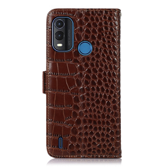 For Nokia G11 Plus Crocodile Top Layer Cowhide Leather Phone Case(Brown)