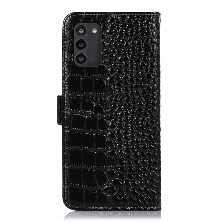 For Nokia G100 Crocodile Top Layer Cowhide Leather Phone Case(Black)