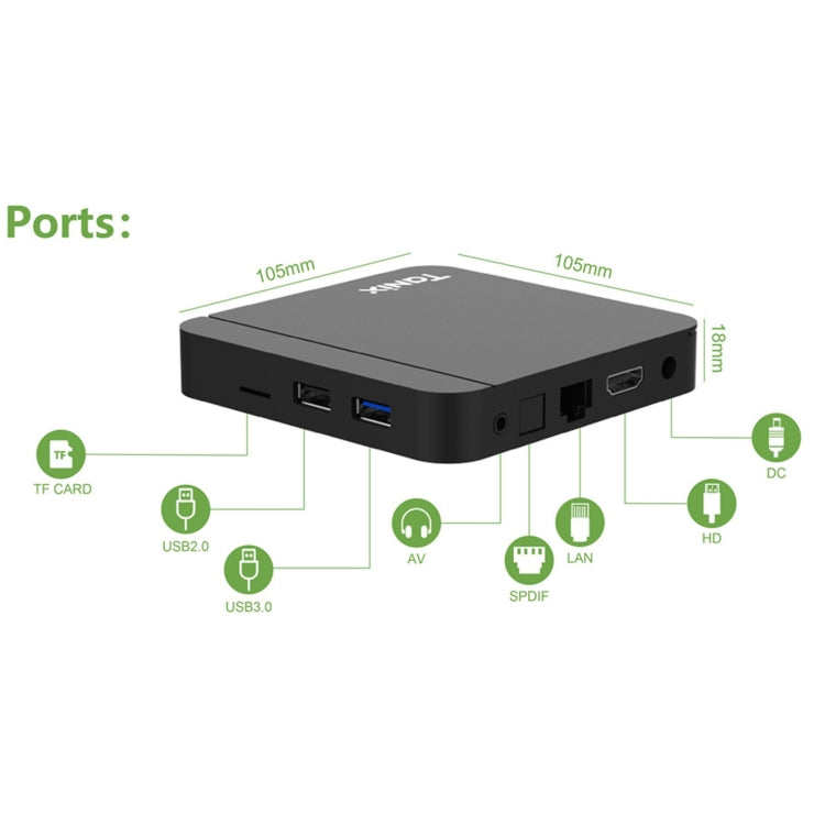 Tanix W2 Amlogic S905 Quad Core Smart TV Set Top Box, RAM:2G+16G(UK Plug)