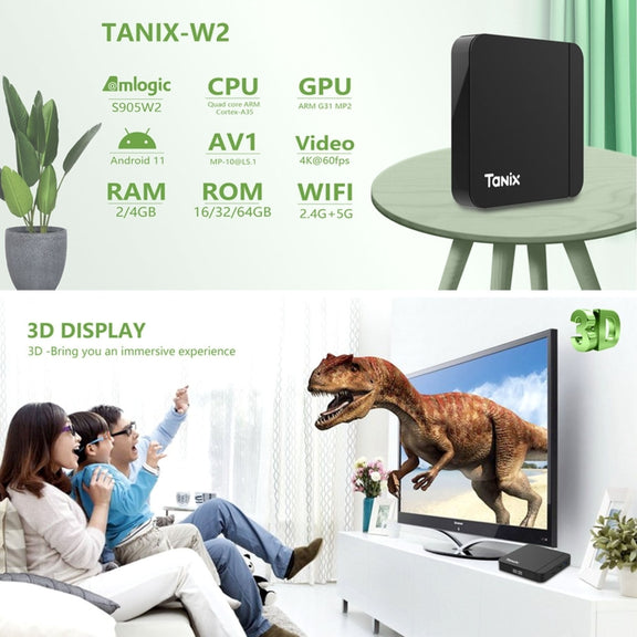 Tanix W2 Amlogic S905 Quad Core Smart TV Set Top Box, RAM:2G+16G(UK Plug)
