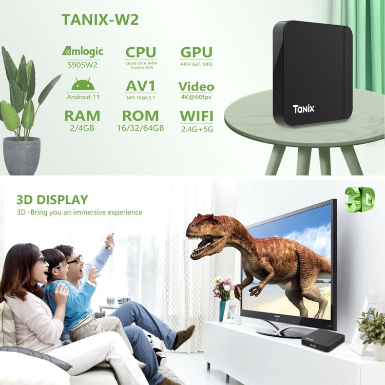 Tanix W2 Amlogic S905 Quad Core Smart TV Set Top Box, RAM:4G+32G With Dual Wifi/BT(EU Plug)