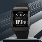 SKMEI 1960 Stainless Steel Buckle Silicone Strap Water-resistant Electronic Watch(Black and White Machine)