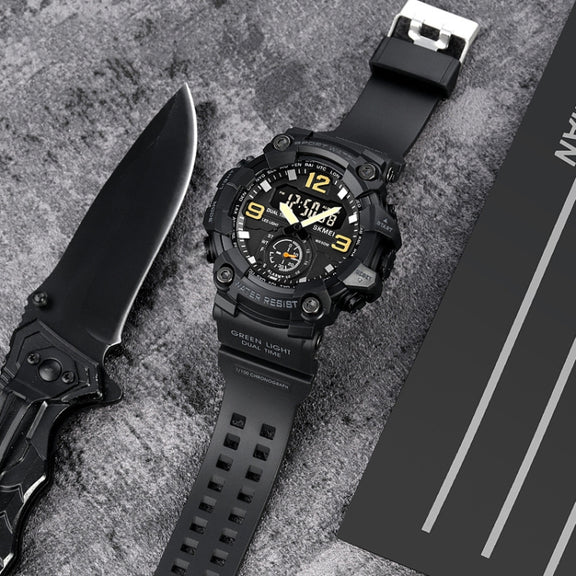 SKMEI 1965 Stainless Steel Buckle PU Strap Water-resistant Electronic Watch(Blue Camouflage)