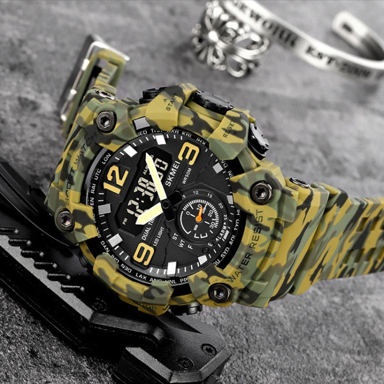 SKMEI 1965 Stainless Steel Buckle PU Strap Water-resistant Electronic Watch(Blue Camouflage)
