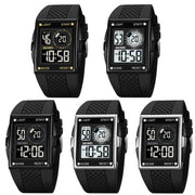 SKMEI 1967 Stainless Steel Buckle PU Strap Water-resistant Electronic Watch(Black Gold)