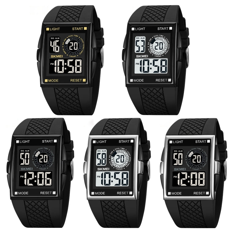 SKMEI 1967 Stainless Steel Buckle PU Strap Water-resistant Electronic Watch(Black and White Machine)