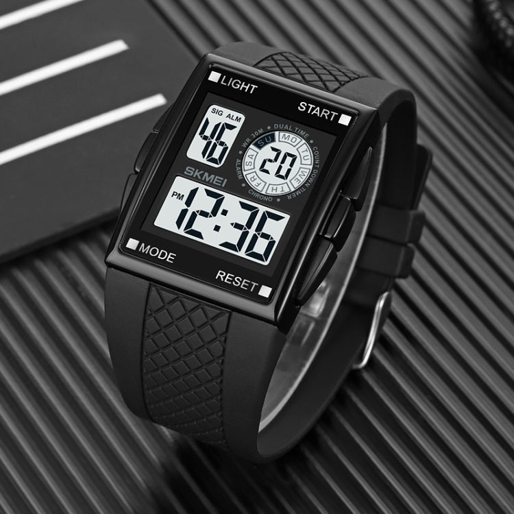 SKMEI 1967 Stainless Steel Buckle PU Strap Water-resistant Electronic Watch(Black Gold)