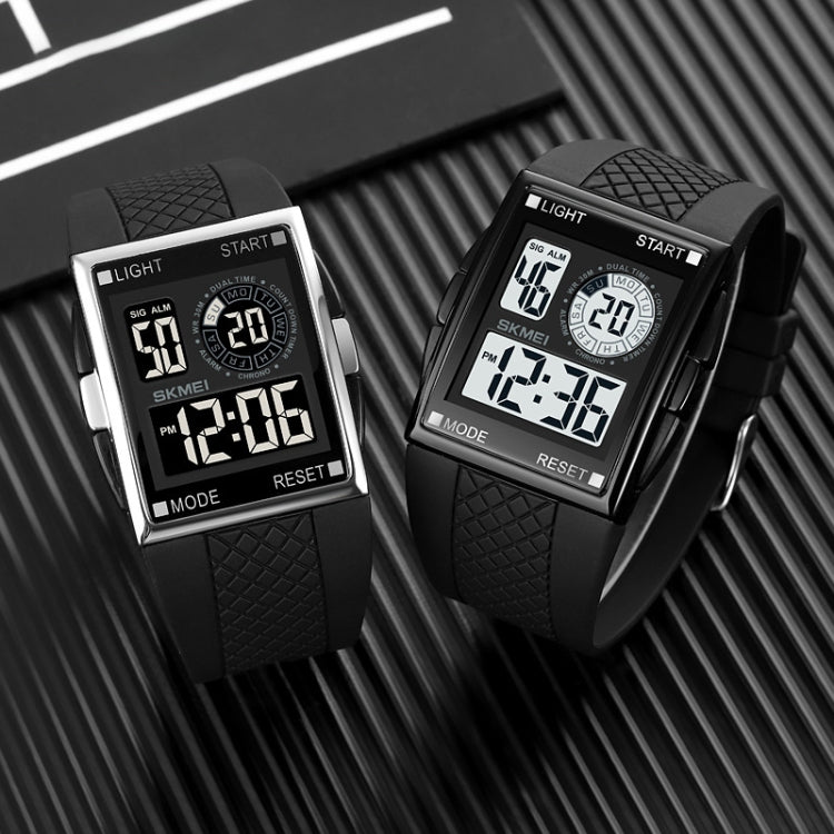 SKMEI 1967 Stainless Steel Buckle PU Strap Water-resistant Electronic Watch(Black Gold)