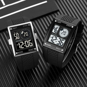 SKMEI 1967 Stainless Steel Buckle PU Strap Water-resistant Electronic Watch(Black Gold)