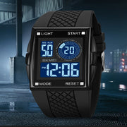 SKMEI 1967 Stainless Steel Buckle PU Strap Water-resistant Electronic Watch(Black Gold)
