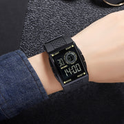 SKMEI 1967 Stainless Steel Buckle PU Strap Water-resistant Electronic Watch(Black Gold)