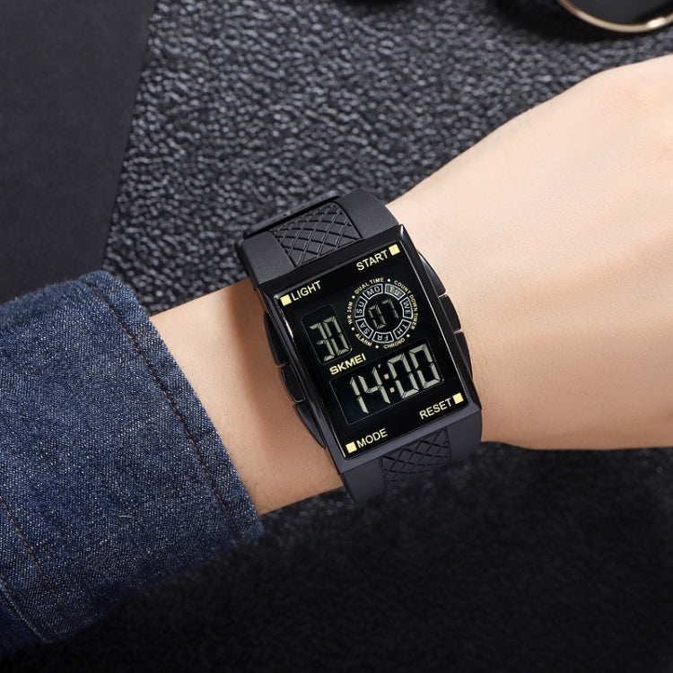 SKMEI 1967 Stainless Steel Buckle PU Strap Water-resistant Electronic Watch(Silver and White Machine)