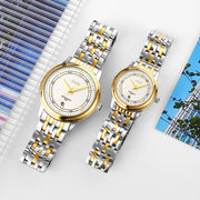 SKMEI 9272 Stainless Steel Buckle Strap Water-resistant Quartz Watch Man(Gold and Silver)