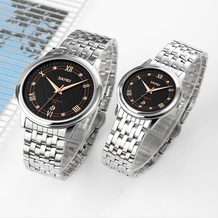 SKMEI 9272 Stainless Steel Buckle Strap Water-resistant Quartz Watch Man(Gold and Silver)