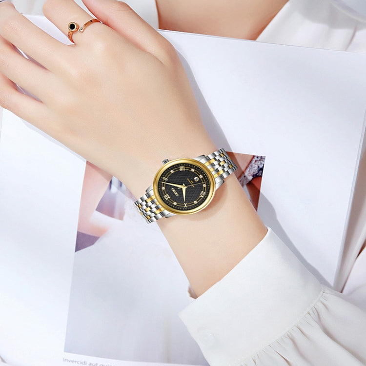 SKMEI 9272 Stainless Steel Buckle Strap Water-resistant Quartz Watch Women(Gold and Silver)
