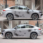2 PCS/Set D-72 Butterfly Love Flower Pattern Car Modified Decorative Sticker(Black)