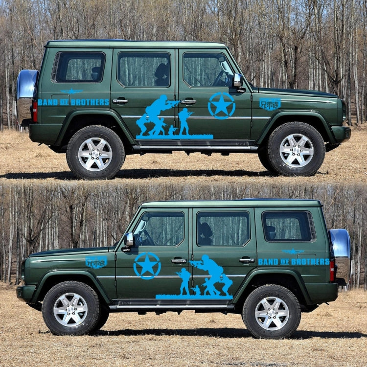 2 PCS/Set D-135 Band of Brothers Pattern Car Modified Decorative Sticker(Blue)