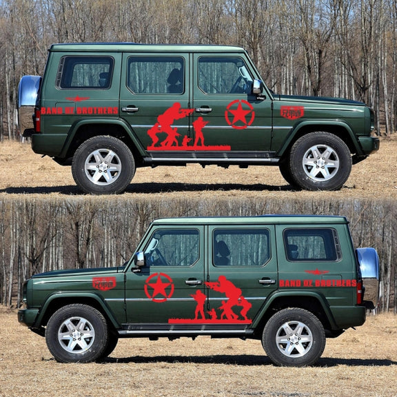 2 PCS/Set D-135 Band of Brothers Pattern Car Modified Decorative Sticker(Red)
