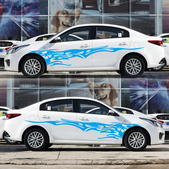 2 PCS/Set D-144 Fire Element Pattern Car Modified Decorative Sticker(Blue)