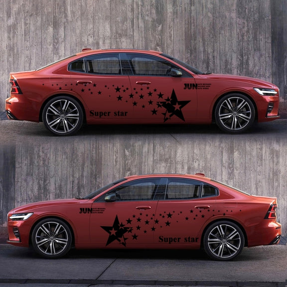 2 PCS/Set D-207 Star Pattern Car Modified Decorative Sticker(Black)