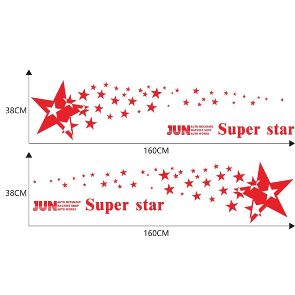 2 PCS/Set D-207 Star Pattern Car Modified Decorative Sticker(Red)
