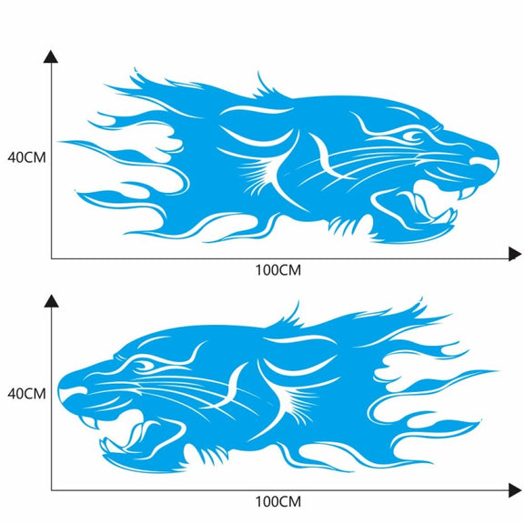 2 PCS/Set D-417 Lion Pattern Car Modified Decorative Sticker(Blue)