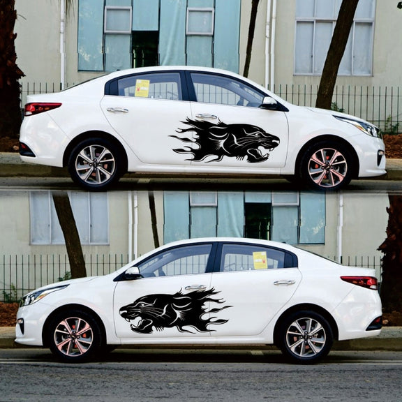 2 PCS/Set D-417 Lion Pattern Car Modified Decorative Sticker(Black)