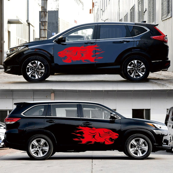 2 PCS/Set D-417 Lion Pattern Car Modified Decorative Sticker(Red)