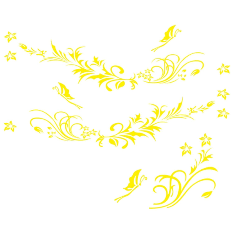 D-462 Butterfly Loves Flowers Pattern Car Modified Decorative Sticker(Yellow)