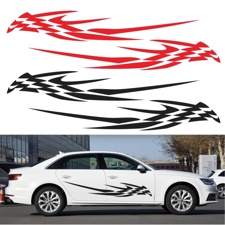 2 PCS/Set D-468 Checkered Totem Pattern Car Modified Decorative Sticker(White)