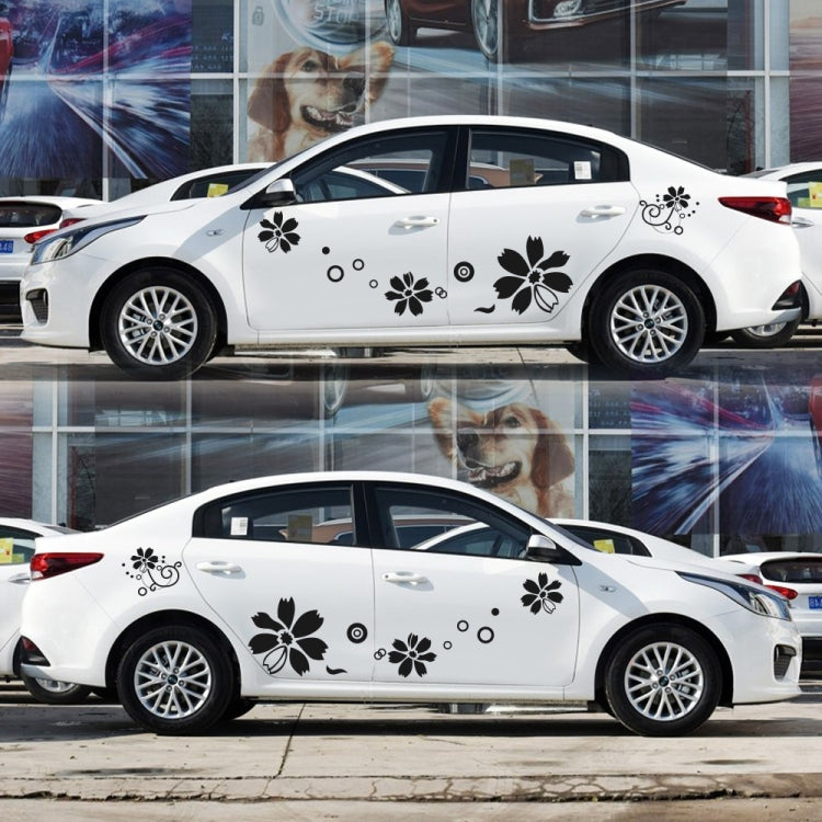 2 PCS/Set D-510 Flowers Pattern Car Modified Decorative Sticker(Black)