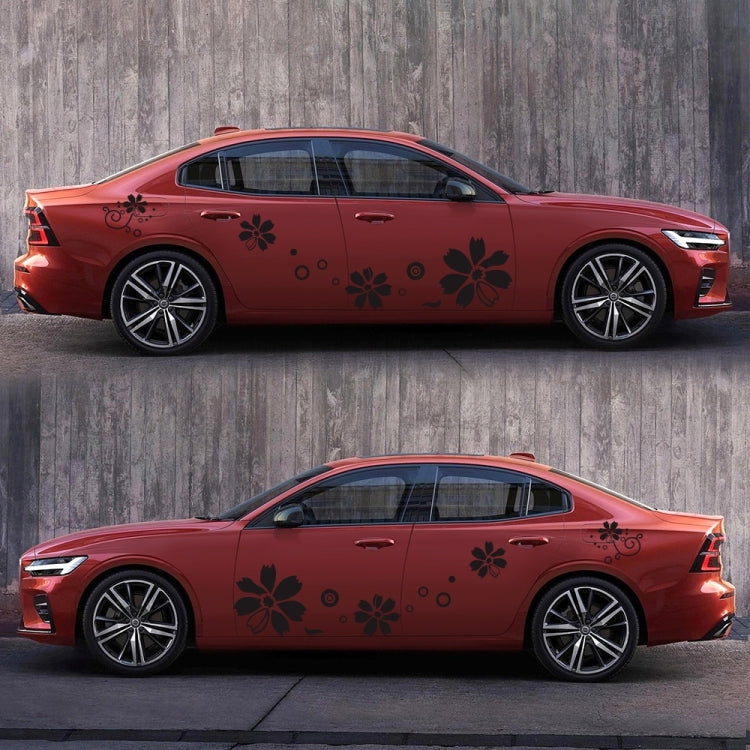 2 PCS/Set D-510 Flowers Pattern Car Modified Decorative Sticker(Black)