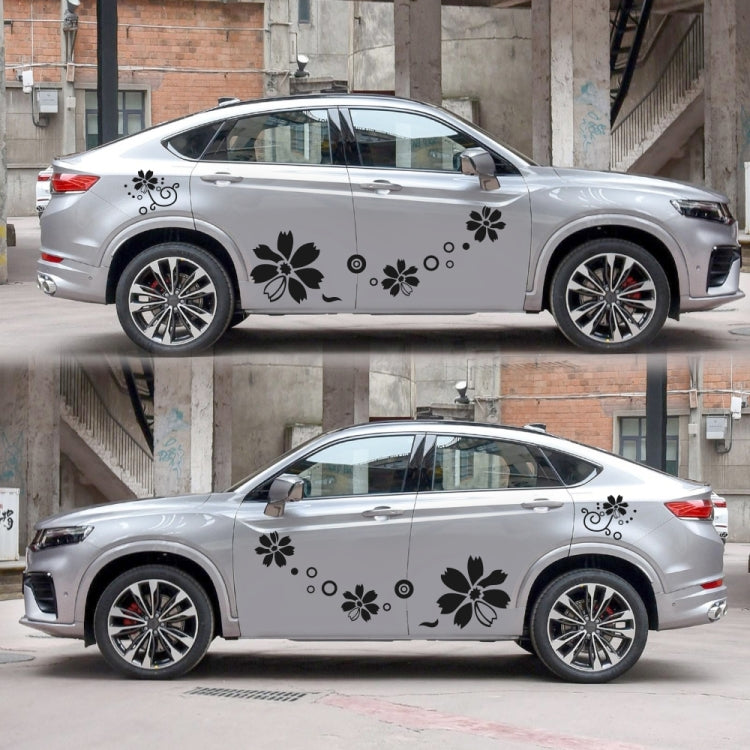 2 PCS/Set D-510 Flowers Pattern Car Modified Decorative Sticker(Black)