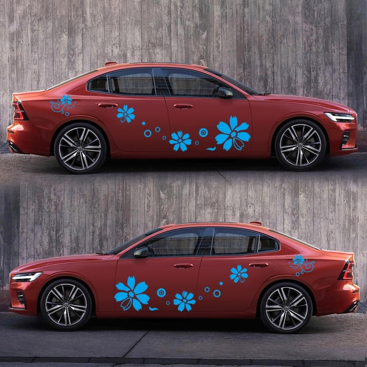 2 PCS/Set D-510 Flowers Pattern Car Modified Decorative Sticker(Blue)