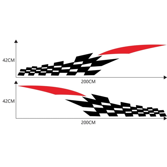 2 PCS/Set D-538 Checkered Totem Pattern Car Modified Decorative Sticker(Black+Red)