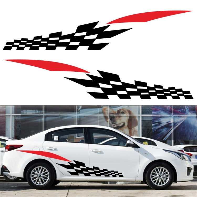 2 PCS/Set D-538 Checkered Totem Pattern Car Modified Decorative Sticker(White+Red)
