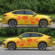 2 PCS/Set D-545 Rose Pattern Car Modified Decorative Sticker(Red)