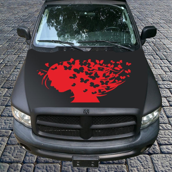 D-956 Butterfly Girl Pattern Car Modified Decorative Sticker(Red)