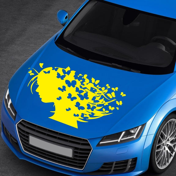 D-956 Butterfly Girl Pattern Car Modified Decorative Sticker(Yellow)