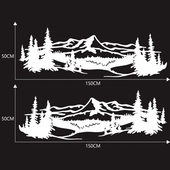 2 PCS/Set D-957 Mountains Pattern Car Modified Decorative Sticker(White)