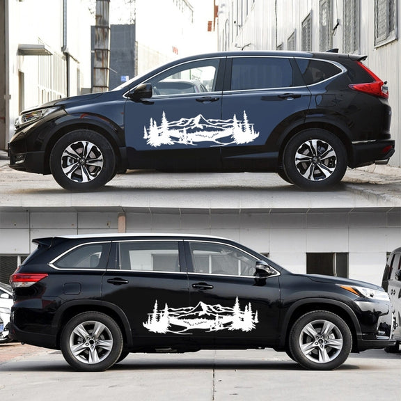 2 PCS/Set D-957 Mountains Pattern Car Modified Decorative Sticker(White)