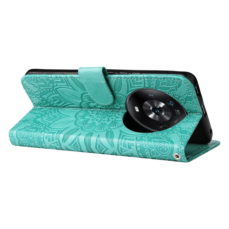 For Honor Magic4 / Magic4 Pro Embossed Sunflower Leather Phone Case(Green)