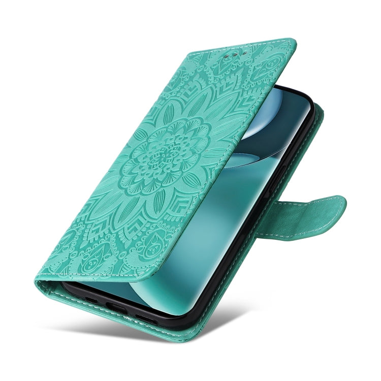 For Honor Magic4 / Magic4 Pro Embossed Sunflower Leather Phone Case(Green)
