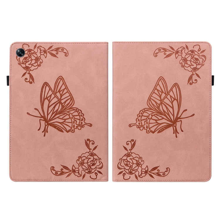 For OPPO Pad Air Butterfly Flower Embossed Leather Tablet Case(Rose Gold)